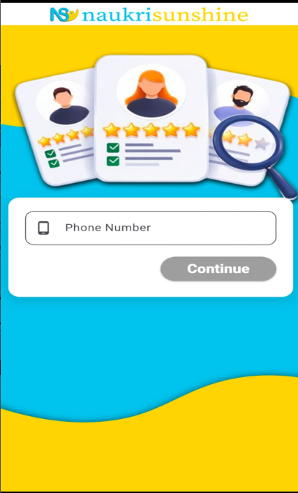 NaukriSunshine Android app — job search screen
